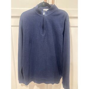 Peter Millar Mens XL Navy Blue Heathered preppy Quarter Zip Pullover Sweater